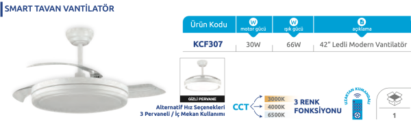 Vanti KCF307 30W 42” Smart Ledli Modern Vantilatör
