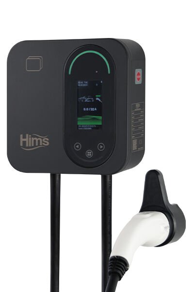 Hims HCDKS-22 22kw Destekli 5m Kablolu Smart Siyah Elektrikli Araç Şarj İstasyonu