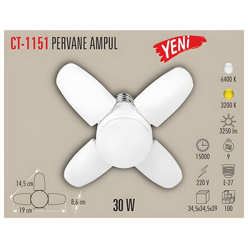 Cata 30W Pervane Ampul ( Beyaz) CT-1151B