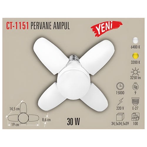 Cata 30W Pervane Ampul ( Beyaz) CT-1151B