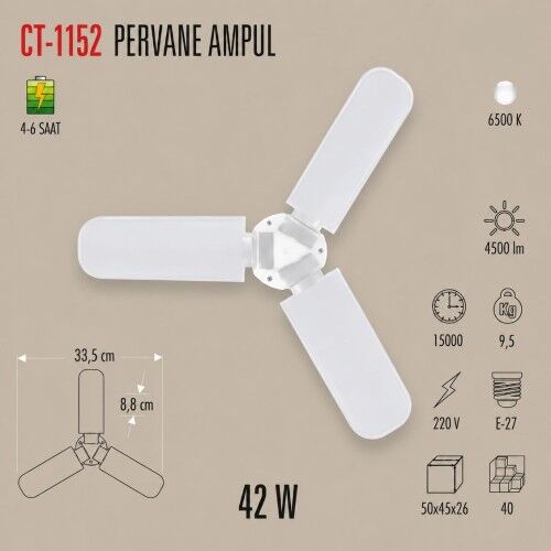 Cata 42W Pervane Ampul (Beyaz Işık) CT-1152