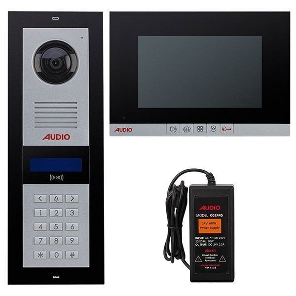 Audio 001189B 7 inç 1 Daire Şifreli Panelli Görüntü Diafon Paketi