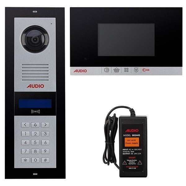 Audio 001181 4.3 inç 2 Daire Şifreli Panelli Görüntü Diafon Paketi