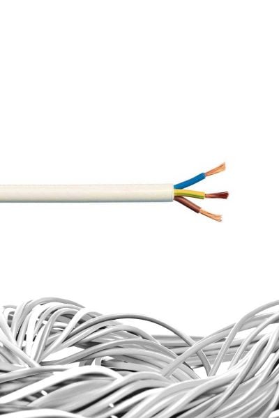 3X2.5 mm² TTR Kablo Beyaz (1 metre) H05VV-F