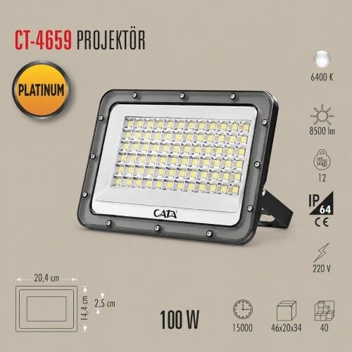 Cata 100W Platinum Led Projektör (Beyaz) CT-4659B