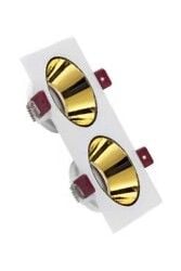 ACK AH03-07310 Gold Reflektörlü Beyaz Çift Kare Spot Kasası