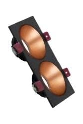 ACK AH03-07321 Rose Gold Reflektörlü Siyah Çift Kare Spot Kasası