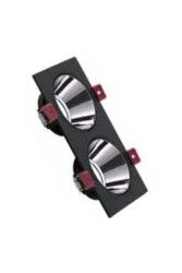 ACK AH03-07331 Platin Silver Reflektörlü Siyah Çift Kare Spot Kasası