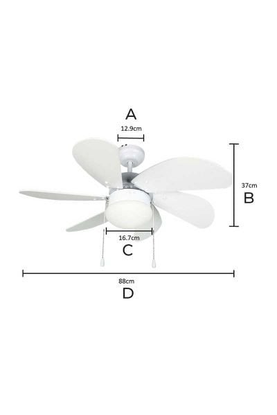 Vanti KCF281 60W 30 inç Beyaz 6 Kanatlı Lambalı Avizeli İpli Tavan Vantilatörü
