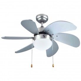 Vanti KCF282 60W 30 inç Gümüş 6 Kanatlı Lambalı Avizeli İpli Tavan Vantilatörü