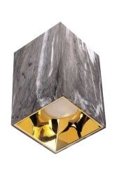 ACK AH12-07562 Kare Gri Mermer Sıva Üstü Dekoratif Tavan Armatürü Parlak Gold