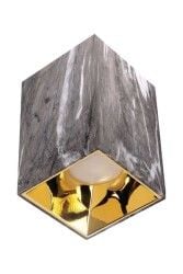 ACK AH12-07562 Kare Gri Mermer Sıva Üstü Dekoratif Tavan Armatürü Parlak Gold