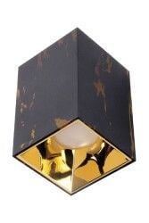 ACK AH12-07564 Kare Siyah Mermer Sıva Üstü Dekoratif Tavan Armatürü Parlak Gold
