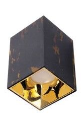 ACK AH12-07564 Kare Siyah Mermer Sıva Üstü Dekoratif Tavan Armatürü Parlak Gold