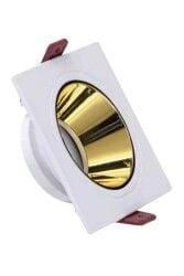 ACK AH03-07010 Gold Reflektörlü Beyaz Kare Spot Kasası