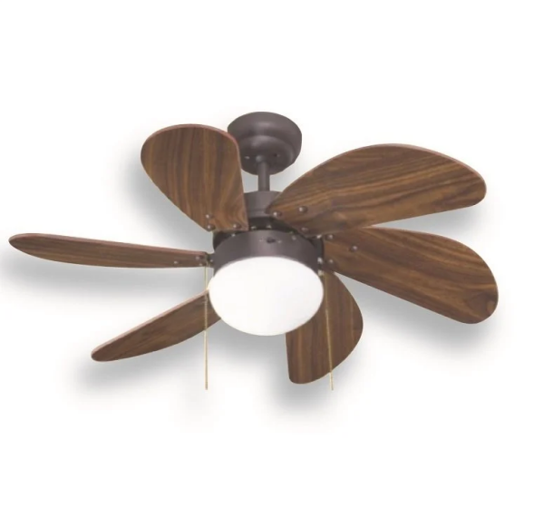 Vanti KCF280 60W 30 inç Ahşap 6 Kanatlı Lambalı Avizeli İpli Tavan Vantilatörü