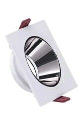 ACK AH03-07030 Platin Silver Reflektörlü Beyaz Kare Spot Kasası