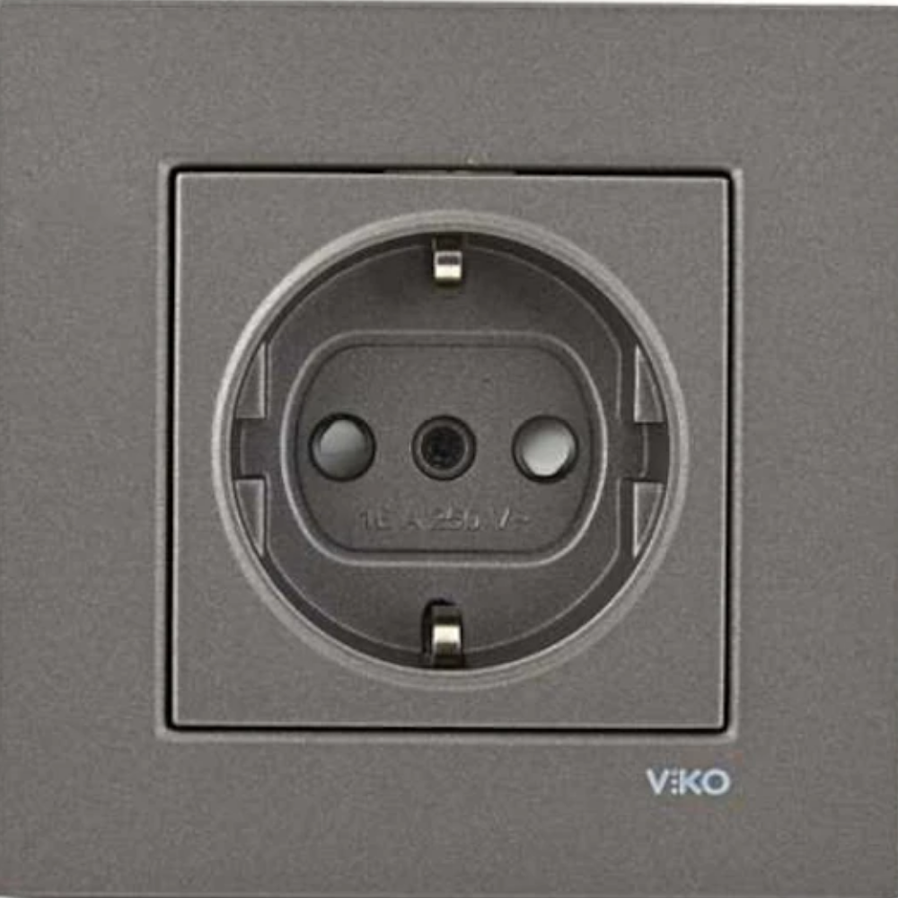 Viko Novella Ç.K Topraklı Priz Antrasit (Çerçevesiz) 92605342